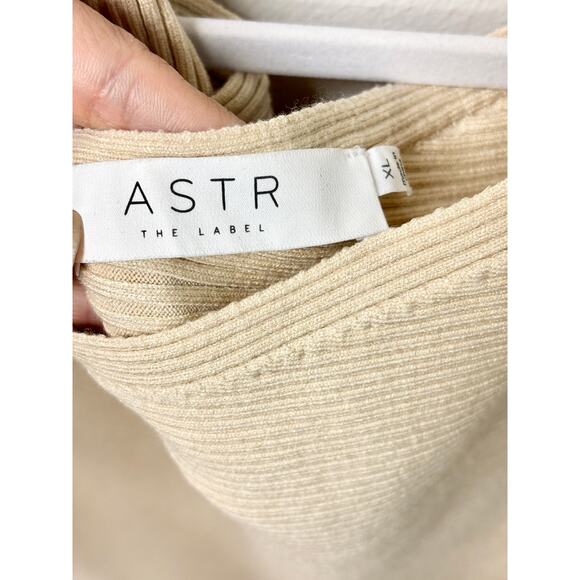 ASTR the Label Caris Asymmetric Ribbed Midi Sweater Dress Beige Women's Size XL - Picture 4 of 5